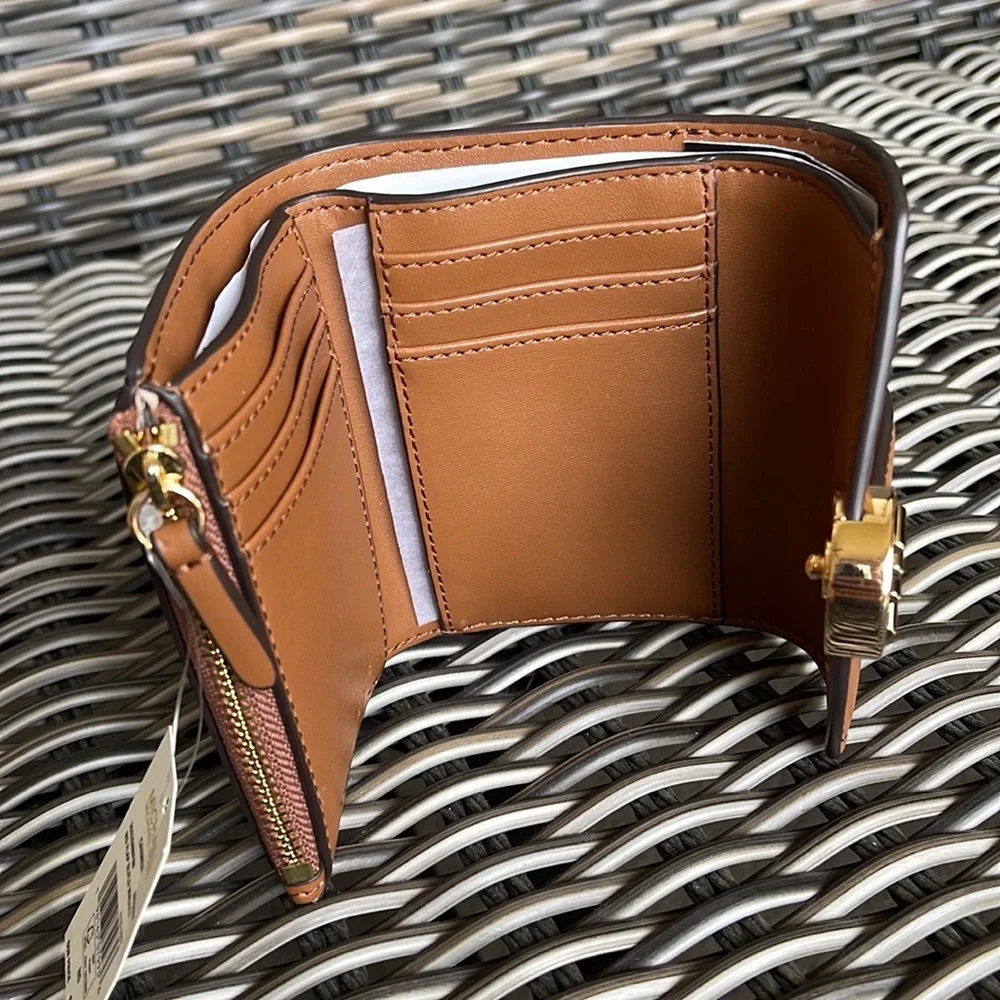 MICHAEL KORS CARMEN MEDIUM LOGO AND FAUX LEATHER WALLET BROWN - Picture 8 of 16